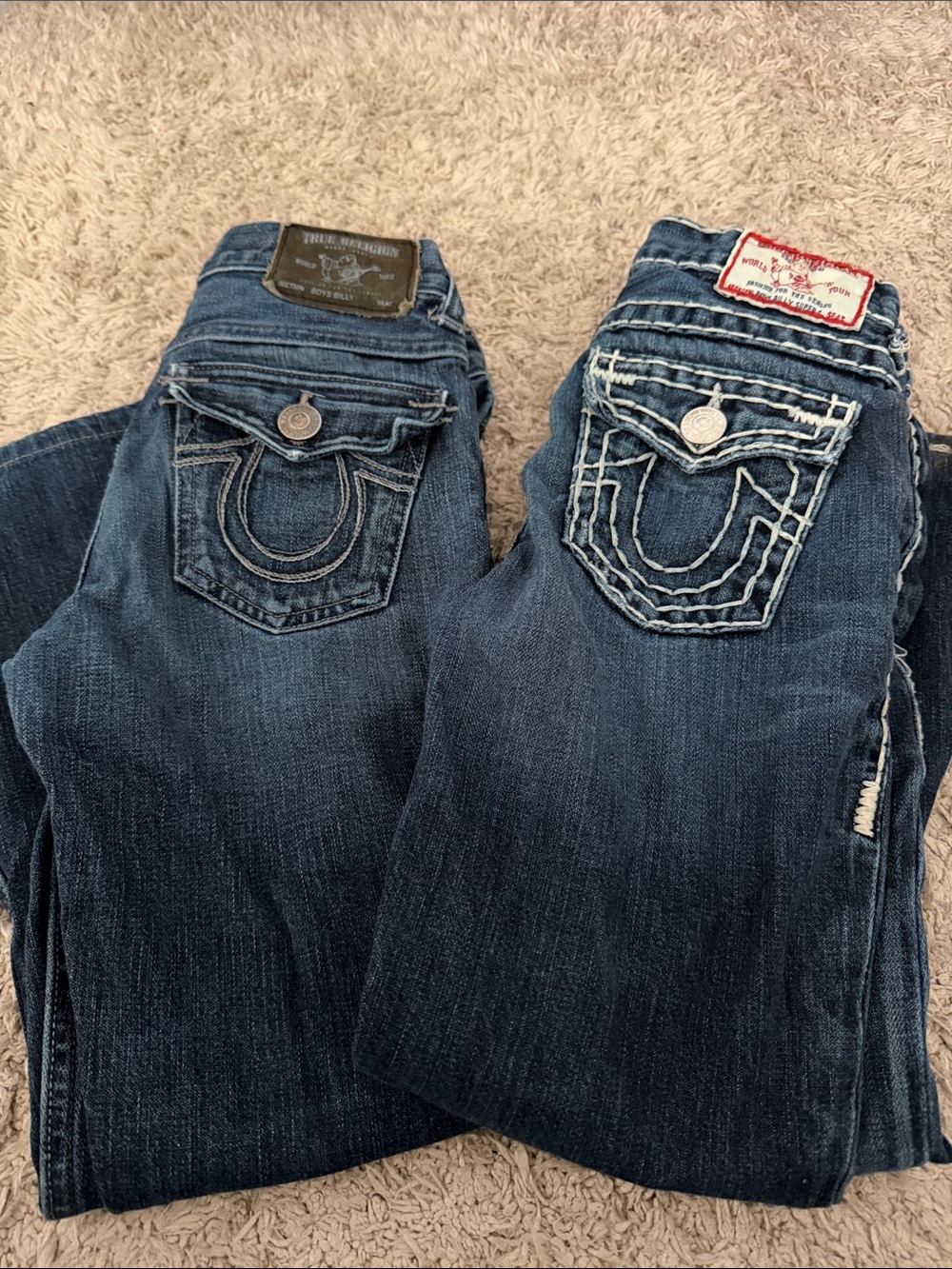 (Pair of 2)True Religion Kids Dark Blue Distressed Bootcut Jeans X2